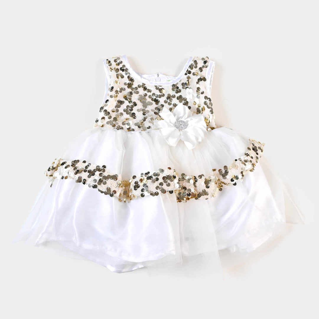 Infant Girls Fancy Frock Sequins-G - Golden