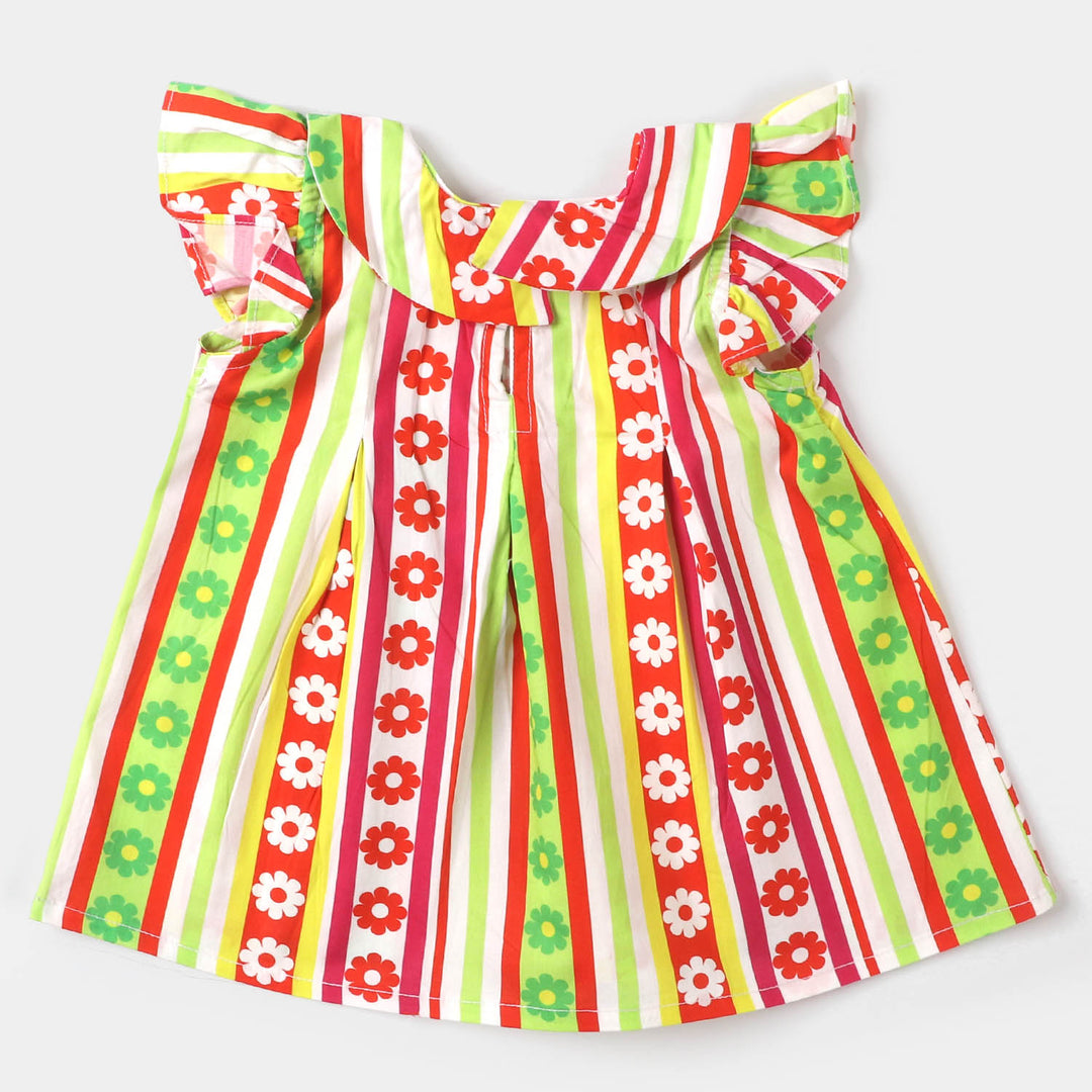 Infant Girls Cotton Casual Frock - Multi