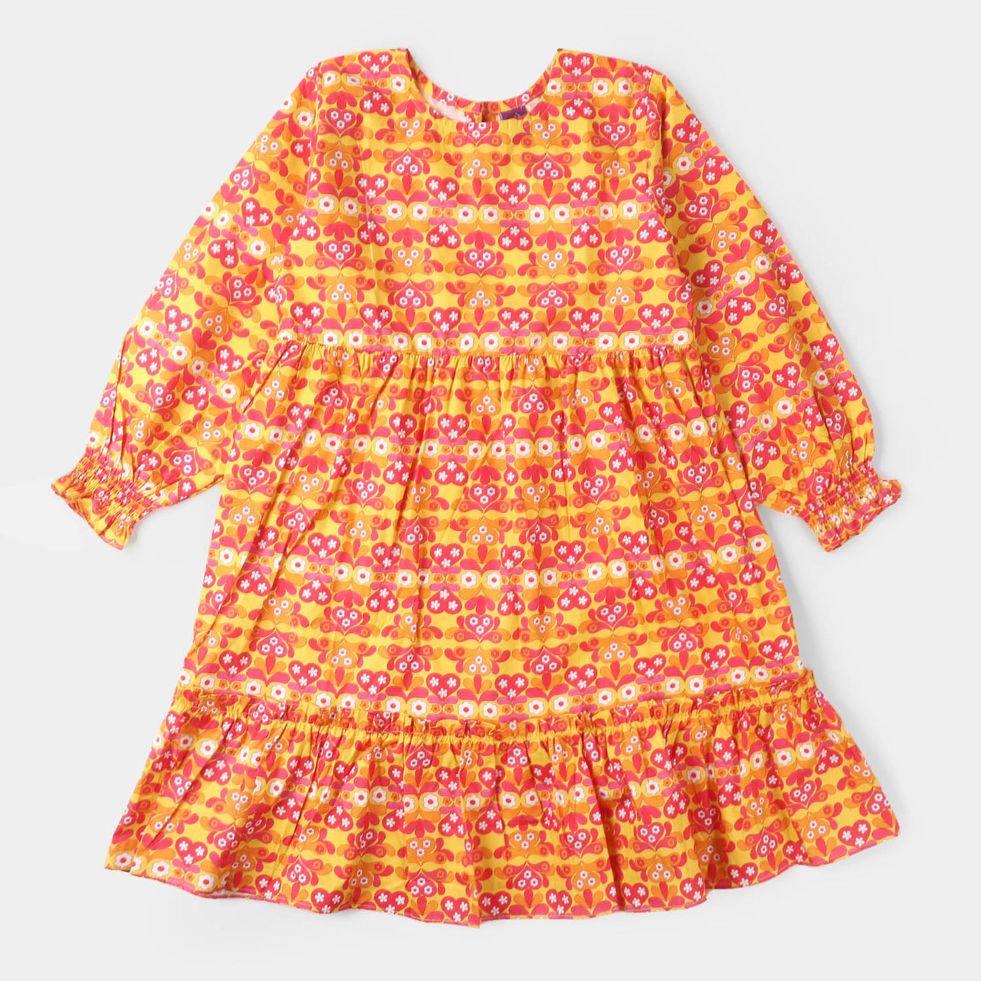 Girls Cotton Casual Frock - Multi